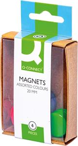 Q-Connect magneten 20 mm geassorteerde kleuren doos van 6 stuks