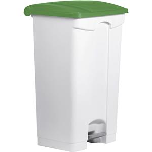 Helit Pedaalafvalbak, 90L, wit/groen