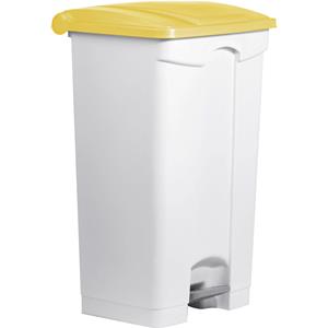 Helit Pedaalafvalbak, 90L, wit/geel