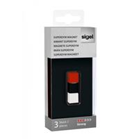 Sigel Magneet Voor Glasbord Mix Packclassic: Zwart, Wit, Rood 3 Stuks 11X11X11Mm Strong