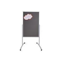 Franken Moderationstafel Pro MTF801312, 76x121cm, Filz + Whiteboard (beidseitig), pinnbar, beschreibbar, magnetisch, mit Rollen, grau +
