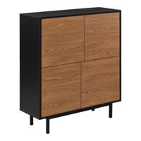 En.casa Beistellschrank Gnosjö Kommode mit 4 Schranktüren Wohnzimmerschrank Metallgestell 80x30x93cm Schwarz/Dunkler Holzton schwarz-kombi