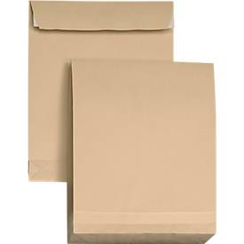 MailMedia Faltentaschen C4 ohne Fenster 40mm Falte haftklebend 130g braun 5 StÃ¼ck