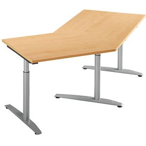 FM BÜROMÖBEL Ansatztisch, höhenverstellbar 680 – 820 mm - 45°, für Anbau links, Dekor Buche