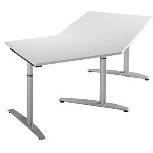 HANNA - Bijzettafel, in hoogte verstelbaar 650 - 850 mm, 45°, voor aanbouw links, lichtgrijs