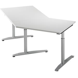 HANNA - Bijzettafel, in hoogte verstelbaar 650 - 850 mm, 45°, voor aanbouw rechts, lichtgrijs