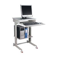 CERTEO TWINCO PC-Arbeitstisch H720-1100xB600xT500mm lichtgrau, RAL 7035 fahrbar
