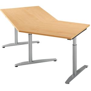 HANNA - Bijzettafel, in hoogte verstelbaar 650 - 850 mm, 45°, voor aanbouw rechts, beukenhoutdecor