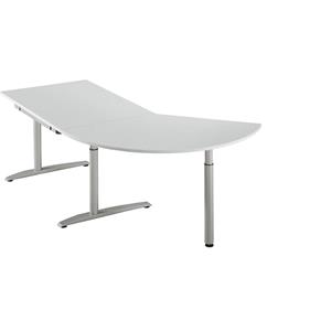 HANNA - Bijzettafel, in hoogte verstelbaar 650 - 850 mm, 3/8-cirkel, met steunvoet, lichtgrijs