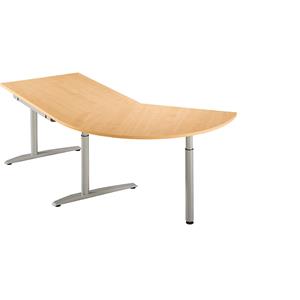 HANNA - Bijzettafel, in hoogte verstelbaar 650 - 850 mm, 3/8-cirkel, met steunvoet, beukenhoutdecor
