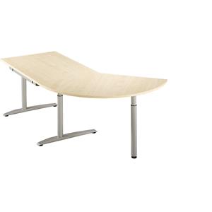 HANNA - Bijzettafel, in hoogte verstelbaar 650 - 850 mm, 3/8-cirkel, met steunvoet, ahornhoutdecor
