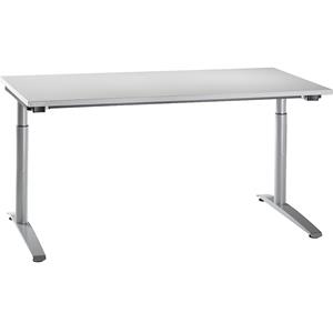 HANNA - Bureautafel met C-vormig onderstel, in hoogte verstelbaar van 650 - 850 mm, breedte 1600 mm, lichtgrijs