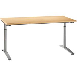 HANNA - Bureautafel met C-vormig onderstel, in hoogte verstelbaar van 650 - 850 mm, breedte 1600 mm, beukenhoutdecor