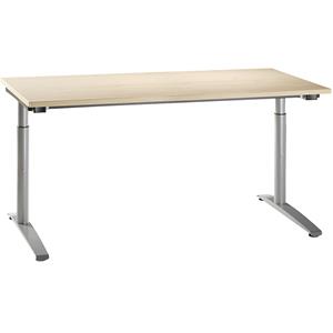 HANNA - Bureautafel met C-vormig onderstel, in hoogte verstelbaar van 650 - 850 mm, breedte 1600 mm, ahornhoutdecor