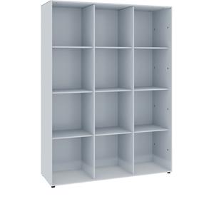 mauser Open stelling, 3 x 4 vakken, blank aluminiumkleurig