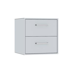 mauser Losse box, hangend, 2 laden, breedte 385 mm, blank aluminiumkleurig