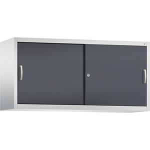 C+P ACCURADO opzetkast met schuifdeuren, 2 legborden, h x b x d = 790 x 1600 x 500 mm, lichtgrijs/zwartgrijs