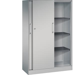 C+P Schuifdeurkast ASISTO, hoogte 1617 mm, breedte 1000 mm, blank aluminiumkleurig/blank aluminiumkleurig