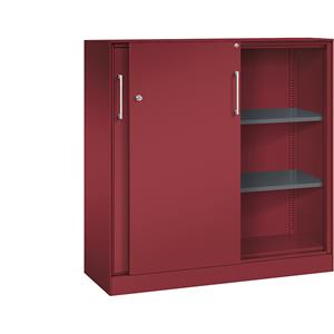 C+P Schuifdeurkast ASISTO, hoogte 1292 mm, breedte 1200 mm, robijnrood/robijnrood
