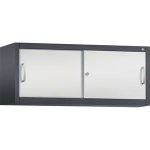 C+P ACCURADO opzetkast met schuifdeuren, h x b x d = 500 x 1200 x 400 mm, zwartgrijs/lichtgrijs