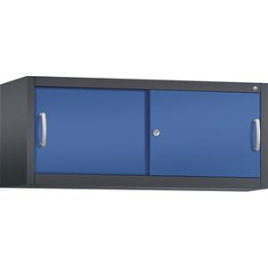 C+P ACCURADO opzetkast met schuifdeuren, h x b x d = 500 x 1200 x 400 mm, zwartgrijs/gentiaanblauw