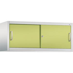 C+P ACCURADO opzetkast met schuifdeuren, h x b x d = 500 x 1200 x 400 mm, lichtgrijs/felgroen