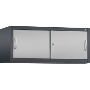 C+P ACCURADO opzetkast met schuifdeuren, h x b x d = 500 x 1200 x 500 mm, zwartgrijs / blank aluminiumkleurig