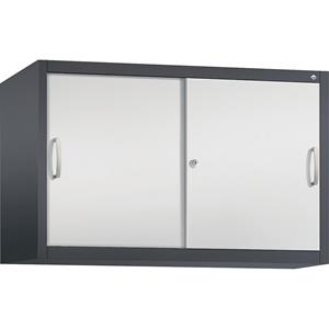 C+P ACCURADO opzetkast met schuifdeuren, 1 legbord, h x b x d = 790 x 1200 x 500 mm, zwartgrijs/lichtgrijs