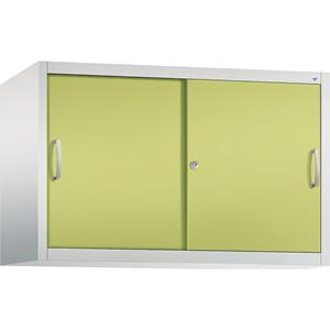 C+P ACCURADO opzetkast met schuifdeuren, 1 legbord, h x b x d = 790 x 1200 x 500 mm, lichtgrijs/felgroen