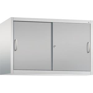 C+P ACCURADO opzetkast met schuifdeuren, 1 legbord, h x b x d = 790 x 1200 x 500 mm, lichtgrijs / blank aluminiumkleurig
