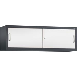 C+P ACCURADO opzetkast met schuifdeuren, h x b x d = 500 x 1600 x 400 mm, zwartgrijs/verkeerswit