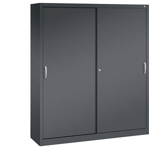 C+P ACURADO schuifdeurkast, 8 legborden, h x b x d = 1950 x 1600 x 400 mm, zwartgrijs