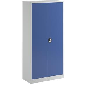 Wolf Vleugeldeurkast met E-slot, met dichte plaatstalen deuren, lichtgrijs/gentiaanblauw