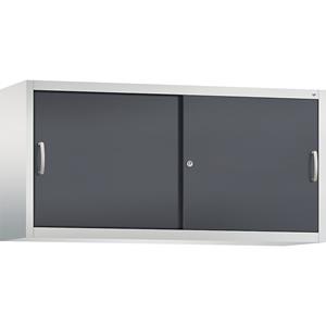 C+P ACCURADO opzetkast met schuifdeuren, 2 legborden, h x b x d = 790 x 1600 x 400 mm, lichtgrijs/zwartgrijs