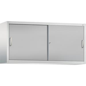 C+P ACCURADO opzetkast met schuifdeuren, 2 legborden, h x b x d = 790 x 1600 x 400 mm, lichtgrijs / blank aluminiumkleurig