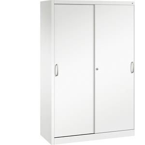 C+P ACURADO schuifdeurkast, 3 legborden, 2 lockers, h x b x d = 1950 x 1200 x 500 mm, verkeerswit