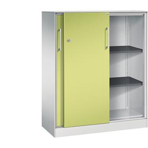 C+P Schuifdeurkast ASISTO, hoogte 1292 mm, breedte 1000 mm, lichtgrijs/felgroen