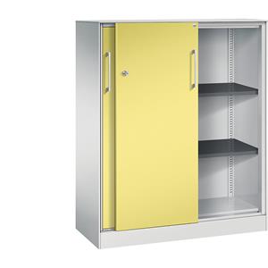 C+P Schuifdeurkast ASISTO, hoogte 1292 mm, breedte 1000 mm, lichtgrijs/zwavelgeel