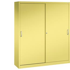 C+P ACURADO schuifdeurkast, 6 legborden, 2 lockers, h x b x d = 1950 x 1600 x 400 mm, zwavelgeel