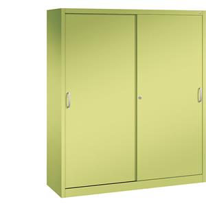 C+P ACURADO schuifdeurkast, 6 legborden, 2 lockers, h x b x d = 1950 x 1600 x 500 mm, felgroen
