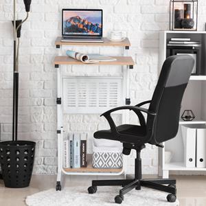 COSTWAY Schreibtisch 2-in-1 hoehenverstellbar natur