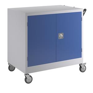 Verrijdbare kast, h x b x d = 920 x 920 x 610 mm, gentiaanblauw RAL 5010