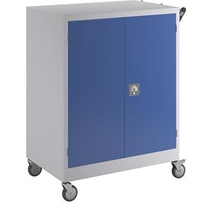 Verrijdbare kast, h x b x d = 1220 x 920 x 610 mm, gentiaanblauw RAL 5010