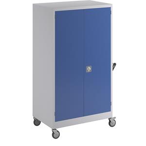 Verrijdbare kast, h x b x d = 1680 x 920 x 610 mm, gentiaanblauw RAL 5010