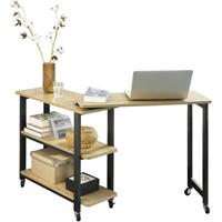 SOBUY FWT83-N L-förmiger Beistelltisch mit Rollen Eckschreibtisch Computertisch Arbeitstisch Industrie-Design - 