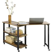 SOBUY FWT83-PF L-förmiger Beistelltisch mit Rollen Eckschreibtisch Computertisch Arbeitstisch Industrie-Design - 