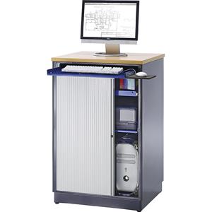 RAU Computerwerkplek, h x b x d = 1100 x 720 x 660 mm, antraciet metallic / gentiaanblauw