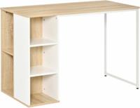 HOMdotCOM HOMCOM bureau boekenkast computer tafel bureau tafel met planken grote opbergruimte spaanplaat metaal eiken + wit 115 x 55 x 75 cm