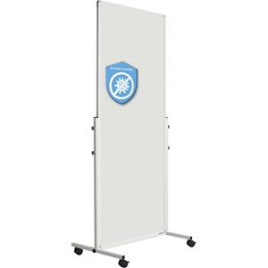 Hygiënewhiteboard, mobiel, geëmailleerd, antibacterieel bordoppervlak, h x b x d = 1900 x 815 x 505 mm