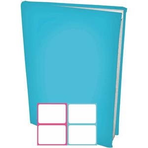 Benza Rekbare Boekenkaften A4 - Aqua Blauw - 6 Stuks Inclusief Kleur Textiel Labels